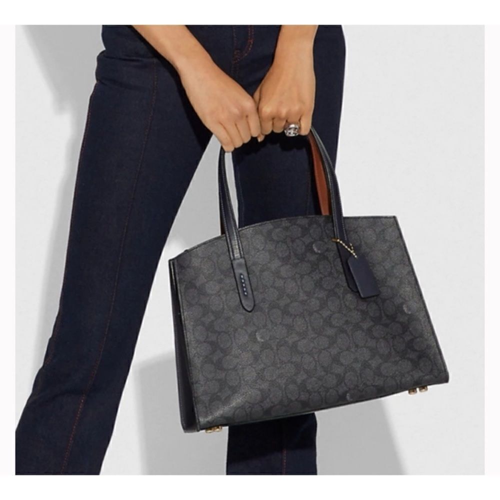 Coach Charlie Carryall in Signature Canvas in Charcoal/Midnight Navy / Like New - Picture 3 of 10